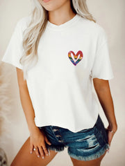 Letter Round Neck Short Sleeve T-Shirt