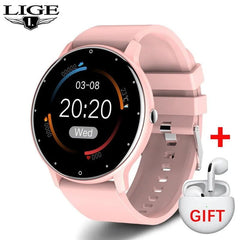 LIGE ew Smart Watch: Real-time Activity Tracker, Heart Rate Monitor, Sports Watch for Men and Women - For Android & iOS Pink