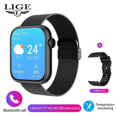 LIGE Smart Watch for Women: Full Touch Screen, Bluetooth Call, Waterproof, Sport Fitness Tracker, Smartwatch Lady - Reloj Mujer black mesh belt