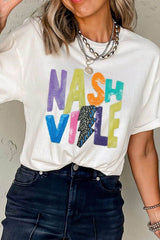 Lightening NASHVILLE Sequin Round Neck T-Shirt