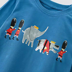 London British Guards & Elephant Applique Long-Sleeve T-Shirt