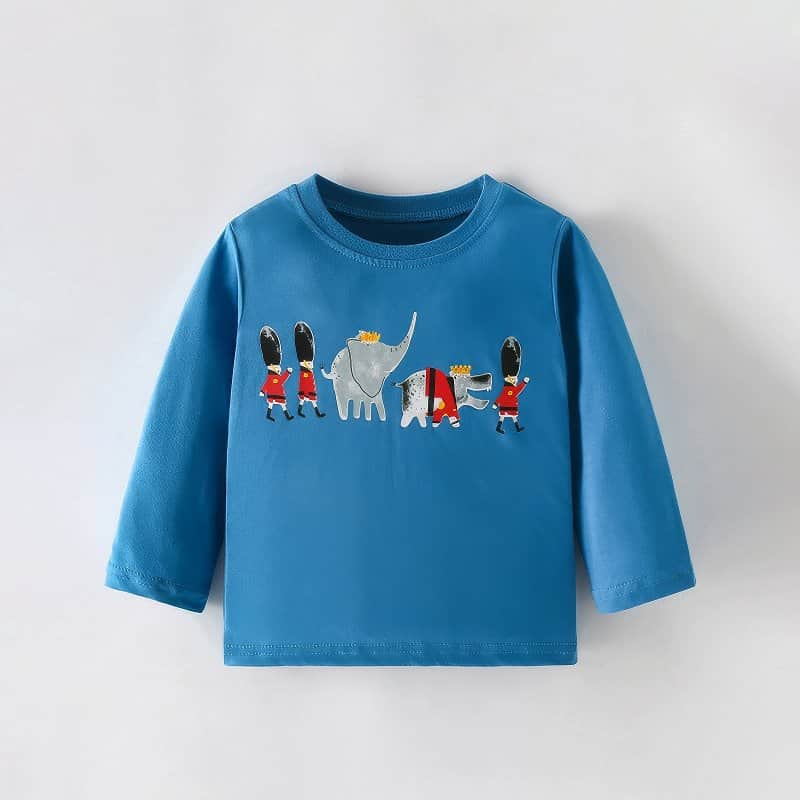 London British Guards & Elephant Applique Long-Sleeve T-Shirt 2-3 Years / Blue