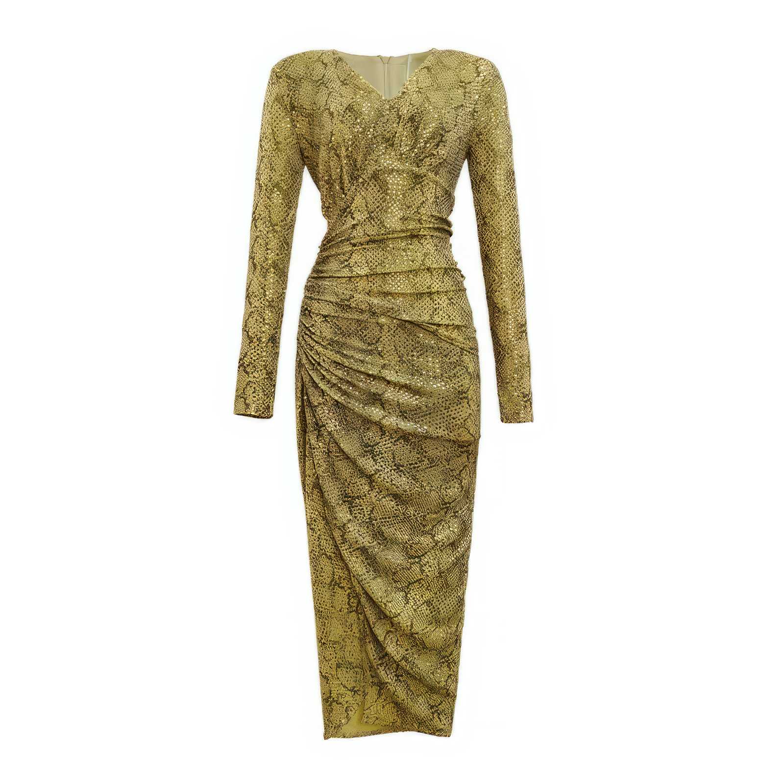 Long Sleeve Animal Print Ruffled Dress