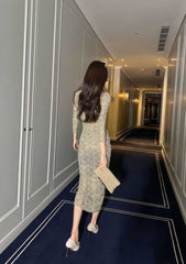 Long Sleeve Animal Print Ruffled Dress