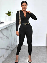 Long Sleeve Bodycon Jumpsuit Black / XS