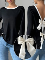 Long Sleeve Bow Tie Back T-Shirt