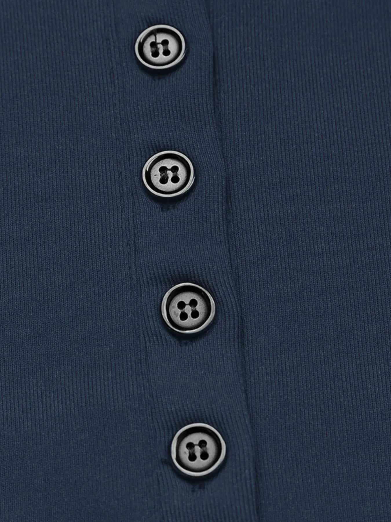 Long Sleeve Button Front Fitted T-Shirt