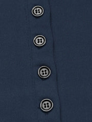 Long Sleeve Button Front Fitted T-Shirt