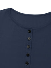Long Sleeve Button Front Fitted T-Shirt