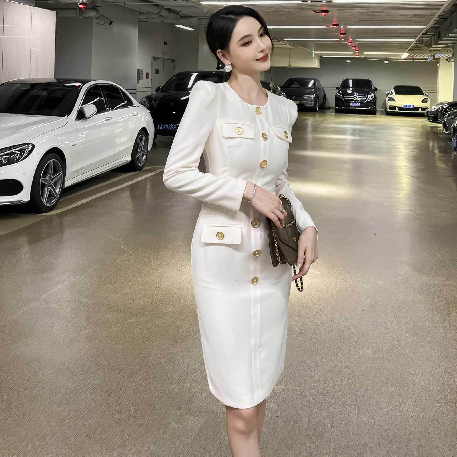 Long Sleeve Buttoned Down Blazer Dress