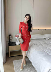 Long Sleeve Buttoned Down Blazer Dress
