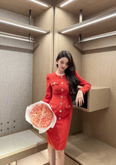 Long Sleeve Buttoned Down Blazer Dress