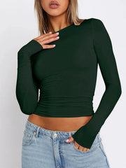 Long Sleeve Cropped T-Shirt Black Forest / S