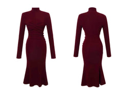 Long Sleeve Mockneck Mermaid Maxi Dress