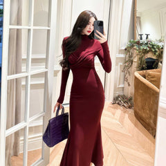 Long Sleeve Mockneck Mermaid Maxi Dress