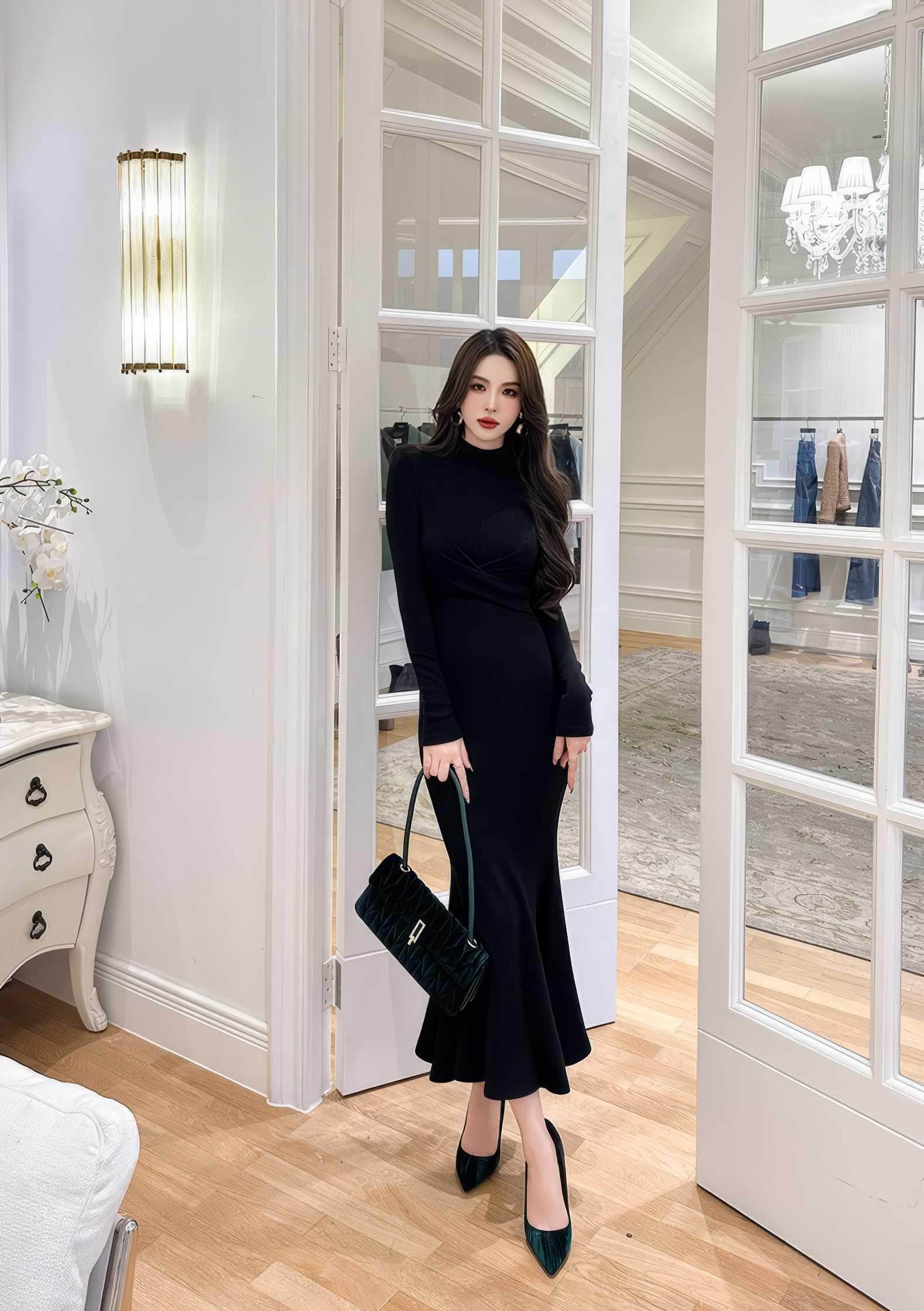 Long Sleeve Mockneck Mermaid Maxi Dress