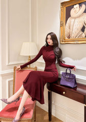 Long Sleeve Mockneck Mermaid Maxi Dress