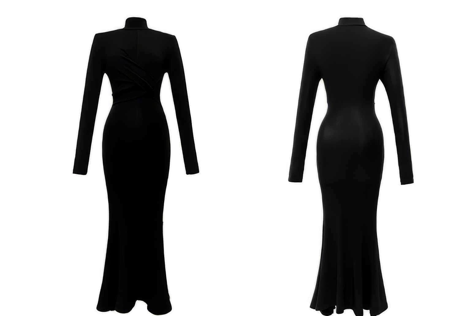 Long Sleeve Mockneck Mermaid Maxi Dress