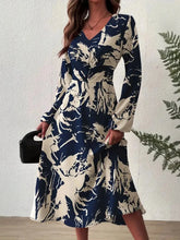 Long Sleeve Printed Midi Dress Indigo / S