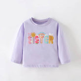 Long-Sleeve T-Shirt with "Sister" Animal and Rainbow Graphic 2-3 Years / Purple