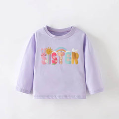 Long-Sleeve T-Shirt with "Sister" Animal and Rainbow Graphic 2-3 Years / Purple