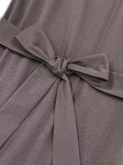 Long Sleeve Tie Waist Ruffle Hem Midi Dress