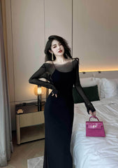 Long Sleeves Strappy Sheer Mermaid Dress