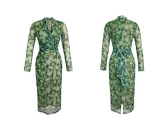 Longsleeve Wrapped Floral Midi Dress