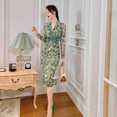Longsleeve Wrapped Floral Midi Dress