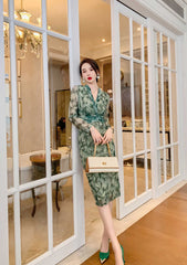 Longsleeve Wrapped Floral Midi Dress