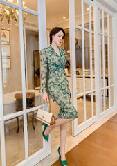 Longsleeve Wrapped Floral Midi Dress