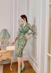 Longsleeve Wrapped Floral Midi Dress