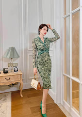 Longsleeve Wrapped Floral Midi Dress