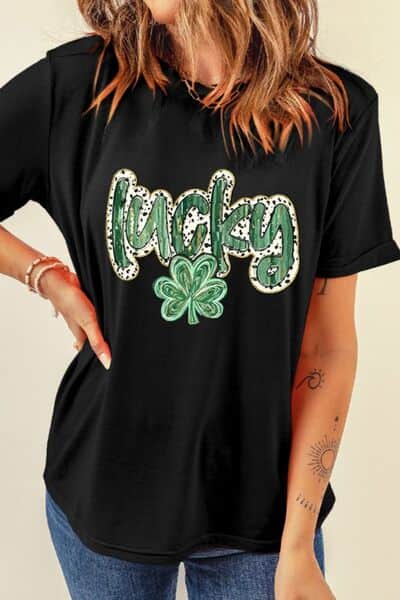 Lucky Clover Graphic T-Shirt Black / 2XL