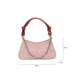 Luxe Chain Deco Letter Embroidered Hobo Bag
