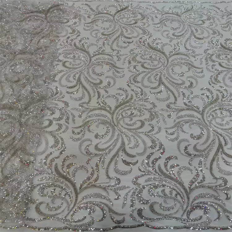Luxurious African French Lace Sequin Detail Embroidered Fabric 7F2D9