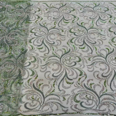 Luxurious African French Lace Sequin Detail Embroidered Fabric 7F2D9