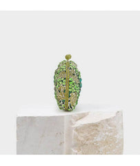 Luxurious Grape Vine Crystal Rhinestone Diamante Clutch Purse Green