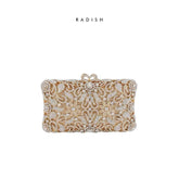 Luxurious Sparkling Floral Rhinestone Decor Purse Silver