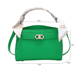 Luxurious Square Bag with Mini Crocodile Embossed Silk Scarf
