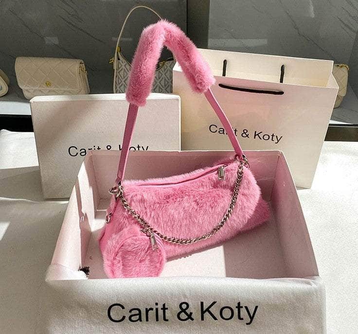 Luxurious Vegan Fur Hobo Handbag