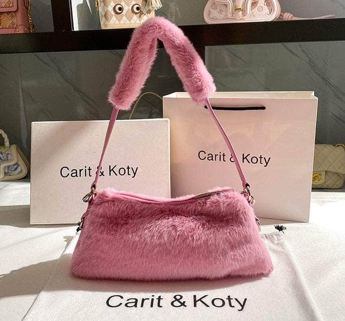 Luxurious Vegan Fur Hobo Handbag