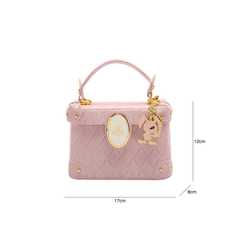 Luxury Box Leather Crossbody Handbag with Accessory