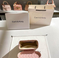 Luxury Box Leather Crossbody Handbag with Accessory