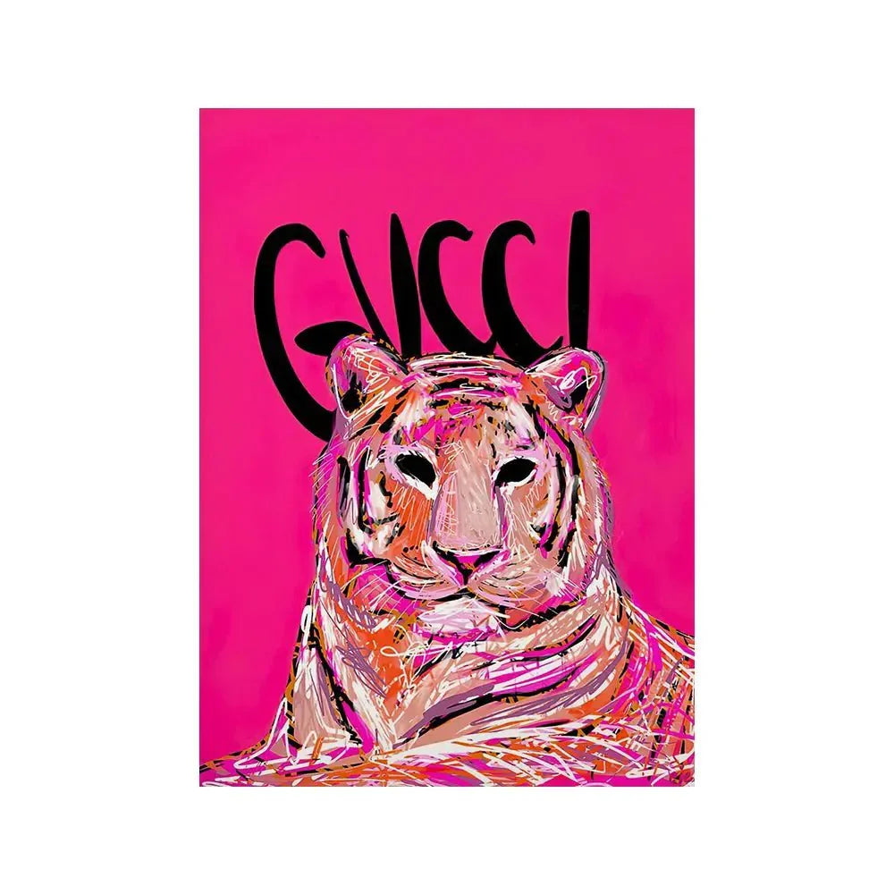 Luxury Brand Animals Canvas: Hypebeast Tiger Portrait Picture 1 / 10x15cm No Frame