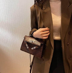 Luxury Croc Skin Crossbody Handbag