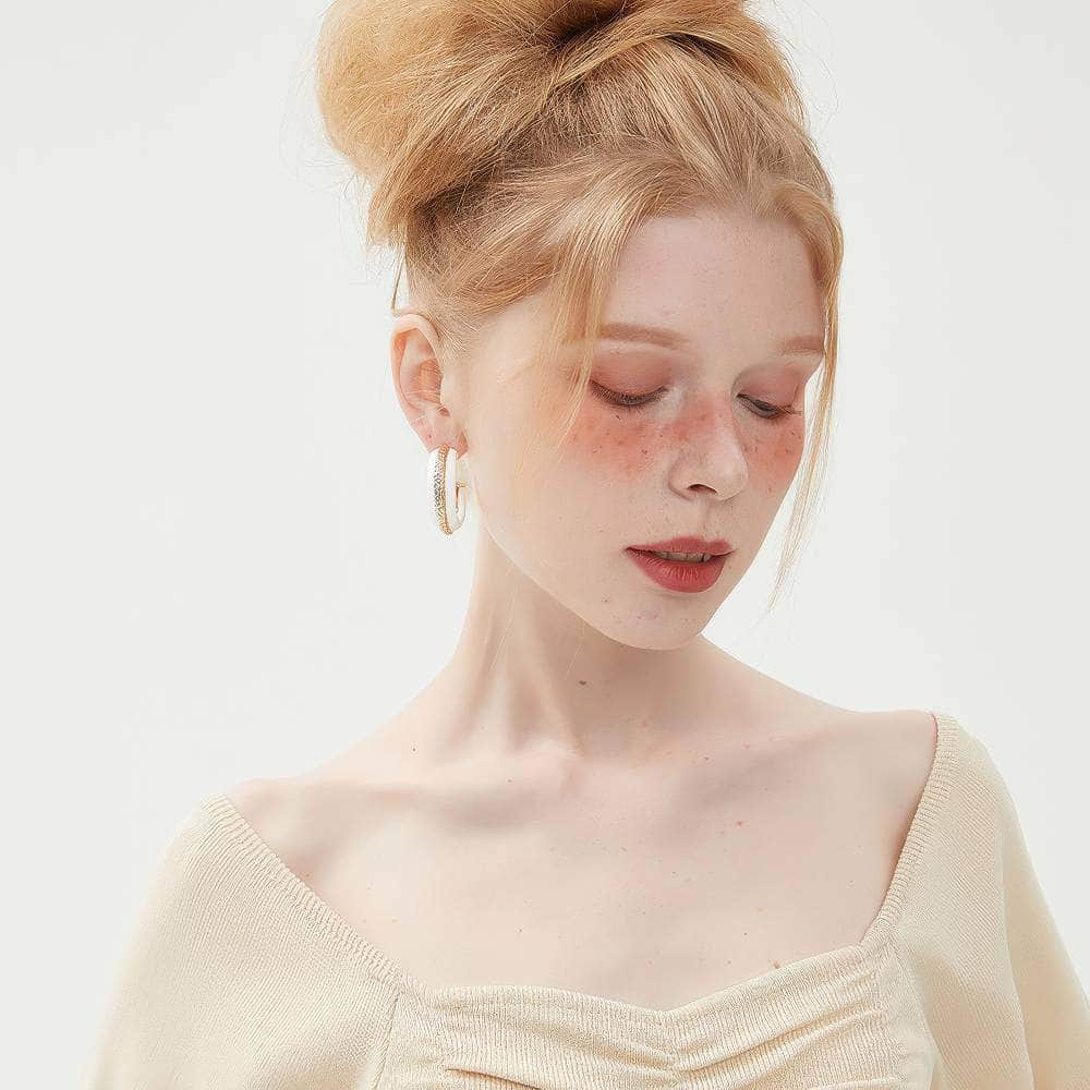 Luxury Enamel Gold Detailed Hoop Earrings