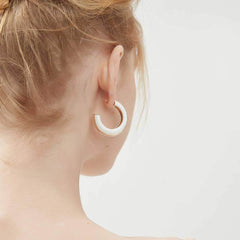 Luxury Enamel Gold Detailed Hoop Earrings