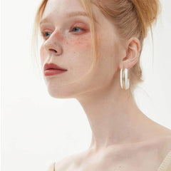 Luxury Enamel Gold Detailed Hoop Earrings