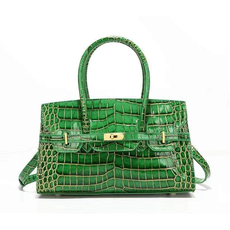 Luxury Exotic Crocodile Skin Leather Handbag Green